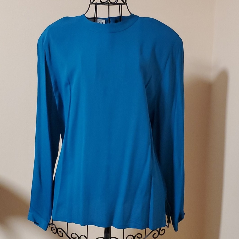 Gianni Sport Vintage blue Rayon blouse size 8